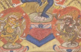 Kézzel festett tibeti tsakli, üvegezett ovális keretben, 11x11 cm, 20x14 cm