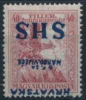 SHS 1918 Hadisegély 40f fordított felülnyomattal, Bodor vizsgálójellel