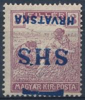 SHS 1918 Arató 3f fordított felülnyomattal, Bodor vizsgálójellel