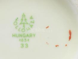 Hollóházi 2 darabos asztali szett. Kézzel festett, jelzett, hibátlan. Váza 17 cm, hamus 14 cm
