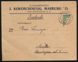 1921 Levél felezett bélyeggel bérmentesítve, "MARIBOR"
