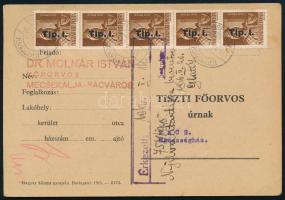 1946 (7. díjszabás) Levelezőlap 5 db bélyeggel