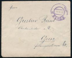 1921 Levél a hátoldalon négyestömbbel bérmentesítve, "ZEPCE"