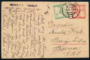 1921 Levelezőlap díjkiegészítéssel, "CELJE"
