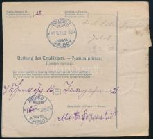1921 Csomagszállító 4 bélyeggel "MOSTAR"
