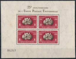 1950 UPU fogazott blokk (220.000) (rozsdafolt / stain spot)