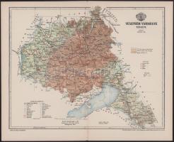 ca 1910 Vármegye térképek. Posner Károly. 24x30 cm Somogy, Esztergom, Fejér, Veszprém