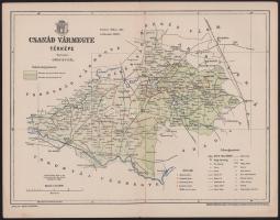 ca 1910 Vármegye térképek. Posner Károly. 24x30 cm Csongrád, Csanád, Torontál, Szolnok