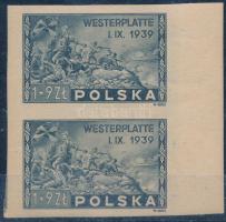 Lengyelország 1945 Mi 407 U ívszéli pár (Mi EUR 300.-)