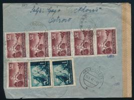 Horvátország 1943 Ajánlott levél cenzúrázva Mi 2 x 50 + 6 x 98 bérmentesítéssel