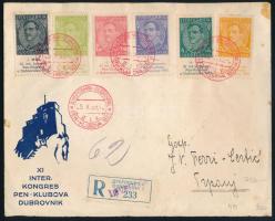 1933 Mi 249-254 sor ajánlott levélen