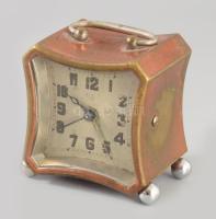 Art deco bronz utazózó óra, nem működik, m: 6 cm