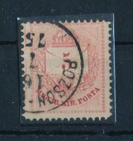 1874 5kr bal oldalon lemeztörés (ex Visnya)