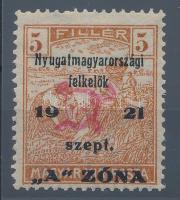 Nyugat-Magyarország (II.) 1921 Arató 5f R! (MBA 11) Bodor vizsgálójellel