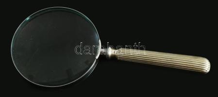 Art deco jelzett ezüstözött nagyító, h: 23 cm
