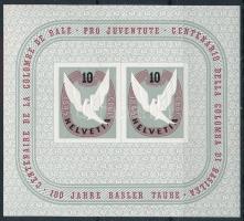Svájc 1945 100 éves a Basel-i galamb blokk Mi 10 (Mi EUR 140.-)
