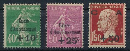 Franciaország 1929 Felülnyomott forgalmi Mi 244-246 (Mi EUR 150.-)