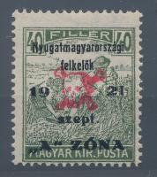 Nyugat-Magyarország (II.) 1921 Arató 40f luxus darab RRR! (MBA 15) Bodor vizsgálójellel