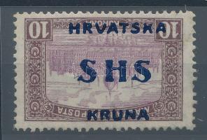 SHS Horvátország 1918 Parlament 10K fordított felülnyomással RRR! Bodor vizsgálójellel