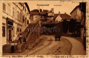 1909 Nagyszeben, Hermannstadt, Sibiu; Burgerstiege, Apotheke / gyógyszertár, utca. Georg Meyer kiadá...