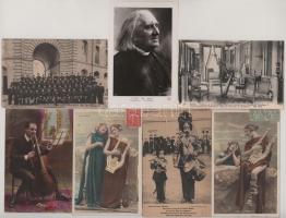 28 db RÉGI motívum képeslap: zene, zeneszerzők, hangszerek / 28 pre-1945 motive postcards: music, co...