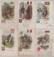 17 db RÉGI (1905 előtti) litho képeslap: nemzetek postája / 17 pre-1905 litho postcards: post delive...