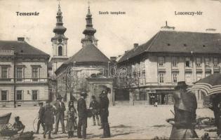 Temesvár Losonczy square with Serbian church