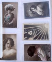 HÖLGYEK - 180 db RÉGI motívum képeslap egy albumban / LADIES - 180 pre-1945 motive postcards in an a...