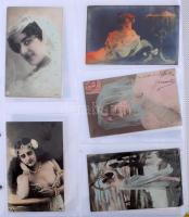 HÖLGYEK - 180 db RÉGI motívum képeslap egy albumban / LADIES - 180 pre-1945 motive postcards in an a...