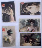 HÖLGYEK - 180 db RÉGI motívum képeslap egy albumban / LADIES - 180 pre-1945 motive postcards in an a...