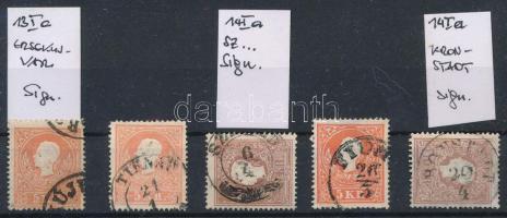 1858 5 db I. tipusú bélyeg közte 3 Goller szignóval