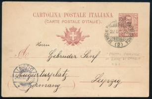 1905 Díjjegyes levelezőlap Garda tavi hajóposta bélyegzéssel Lipcsébe