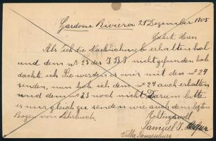 1905 Díjjegyes levelezőlap Garda tavi hajóposta bélyegzéssel Lipcsébe
