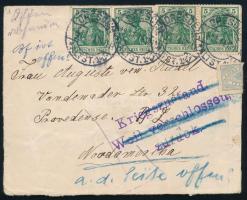 1914 Levél Drezdából az USA-ba, melyet előbb vissza akartak küldeni mert a boriték le volt zárva, de...