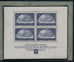 Ausztria 1933 WIPA blokk kifogástalan állapotban, a beragasztásból származó 4 jelentéktelen ragasztó...