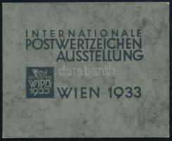 Ausztria 1933 WIPA blokk kifogástalan állapotban, a beragasztásból származó 4 jelentéktelen ragasztó...