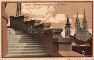 Zagreb Strossmayer promenade stairway