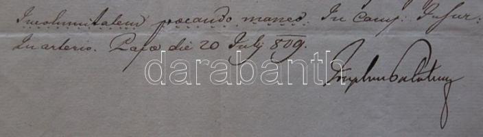 1809 Nádori ex offo levél József nádor saját kezű aláírásával / Ex offo letter of the Palladin`s off...