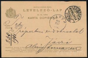 1901 Díjjegyes levelezőlap "SZISZEK / SISAK" - "JÁSZÓ"