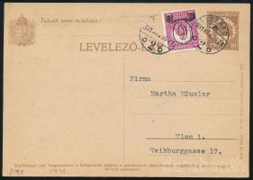 1931 Díjjegyes levelezőlap 6f díjkiegészítéssel, "SZEGED" - Bécs