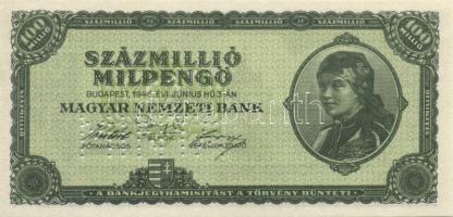1946. 10.000BP + 100.000.000MP + 1.000.000.000MP "MINTA" perforációval, sorozatszám nélkül...