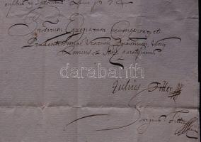 1634 Cito cito citissime (sürgős) levél Fitter Gyula, gróf Nádasdy Pál prefektusa, országgyűlési köv...