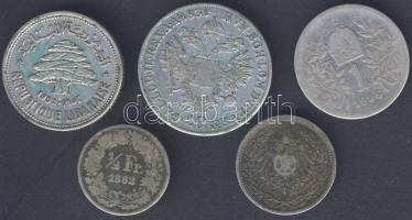 Kis ezüst tétel: Ausztria 1831A 20Kr T:2/3 k., 1896 1K T:3/4, Svájc 1882B 1/2Fr T:3, Német Birodalom...