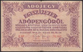 1946. 100.000AP sorszámmal, "5600." rendelettel és vízjellel! T:III+