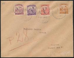 1918 Levél Győrből Sopronba Arató 2f + 3 db szükségportó bélyeggel
