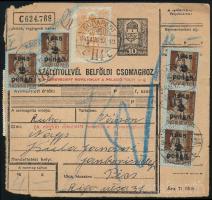 1945 (2. díjszabás) Csomagszállító 25 db bélyeggel és 1 db okmánybélyeggel