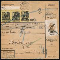 1945 (5. díjszabás) Csomagszállító 21 db bélyeggel és 1 db okmánybélyeggel