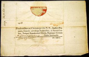 1814 Helytartótanácsi levél és körözvény gr. Brunswick József országbíró és gróf Hujbert? Gábor saját kezű aláírásával /  Ex offo letter of the Governing Council