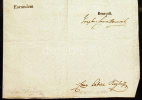 1814 Helytartótanácsi levél és körözvény gr. Brunswick József országbíró és gróf Hujbert? Gábor sajá...