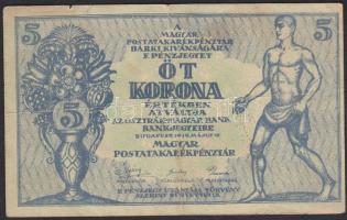 1919. 5K vastag félkarton papír, jobbra tolódott előlapi nyomat T:3